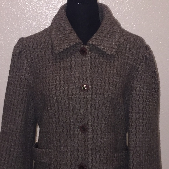 Espresso brown wall Icelandic bill sleeve short waisted coat - Picture 3 of 12